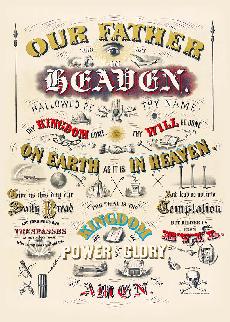 Our Father who art in Heaven Lords Prayer Typography Poster
