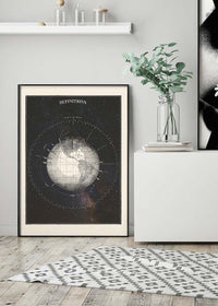 Antique Celestial astronomical chart of Planet Earth