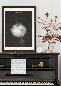 Antique Celestial astronomical chart of Planet Earth