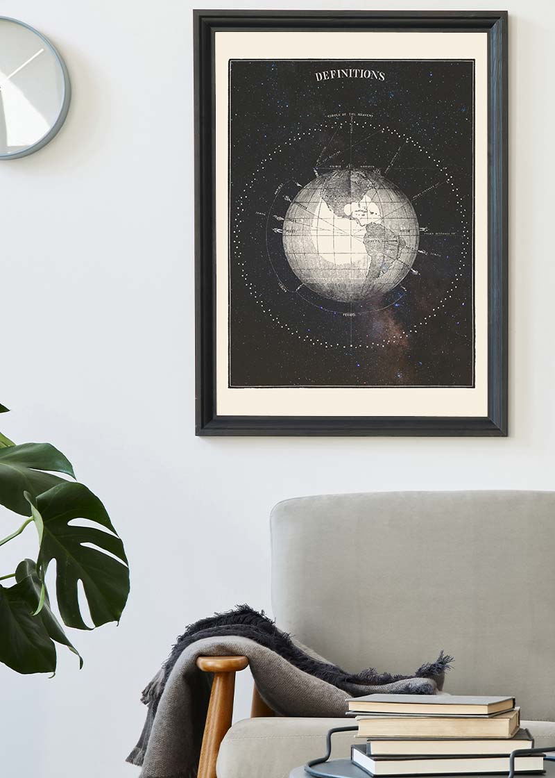 Antique Celestial astronomical chart of Planet Earth
