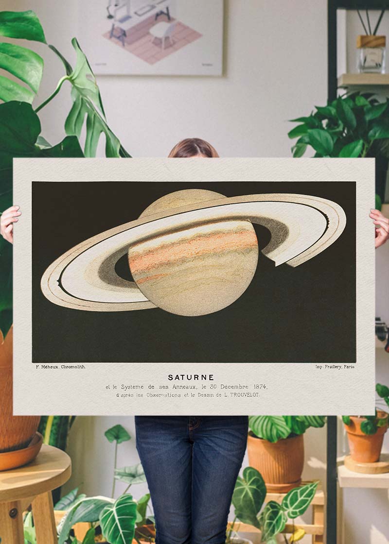 Lithograph Saturne vintage Planet Poster 1877