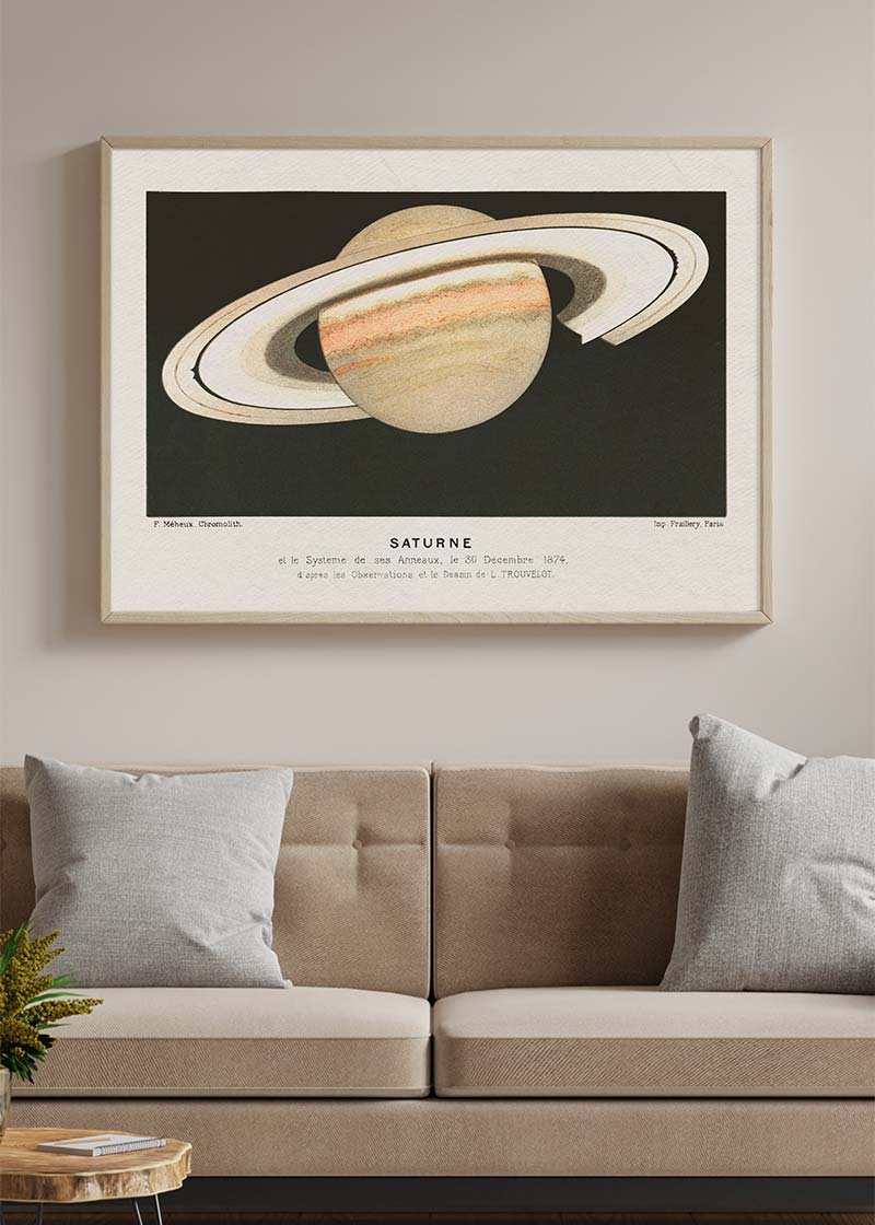Lithograph Saturne vintage Planet Poster 1877