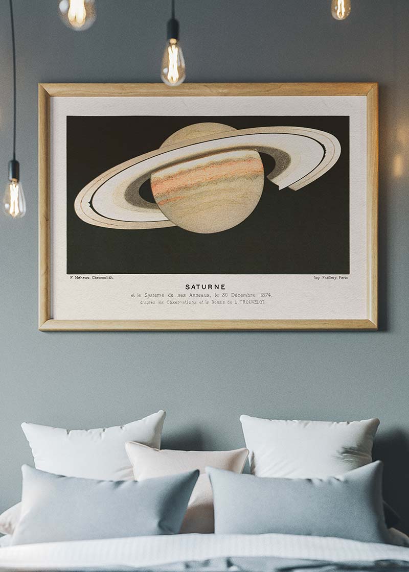 Lithograph Saturne vintage Planet Poster 1877