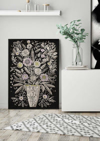 Black and White Flowers Folk Art Print