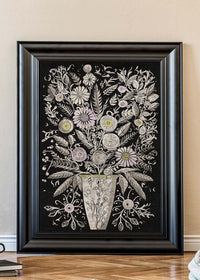 Black and White Flowers Folk Art Print