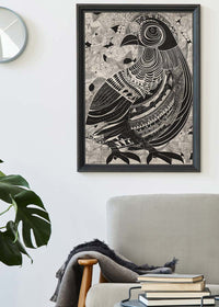 Black and White Bird Folk Art Print