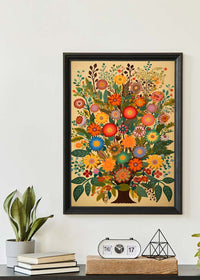 Folk Art Style Flowers Light Print