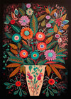 Folk Art Style Flowers Dark Print