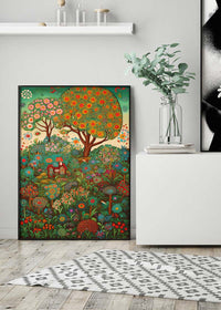 Folk Art Style Illustrated Forest Print