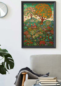Folk Art Style Illustrated Forest Print