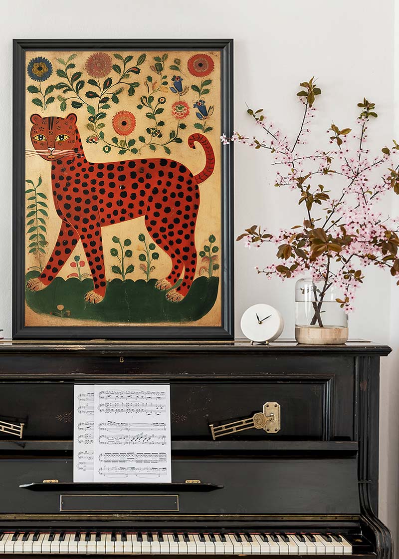 Folk Art Style Leopard Print