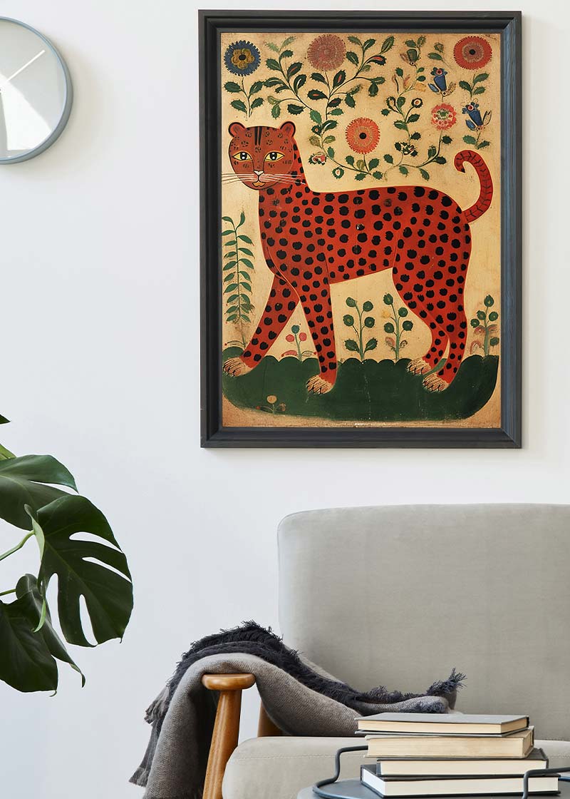 Folk Art Style Leopard Print