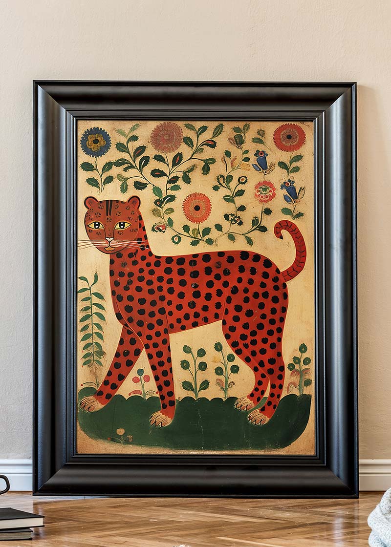 Folk Art Style Leopard Print