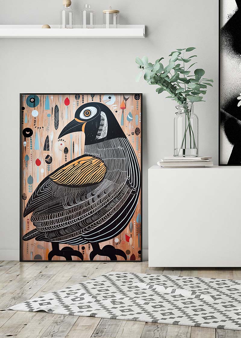 Folk Art Style Bird Print