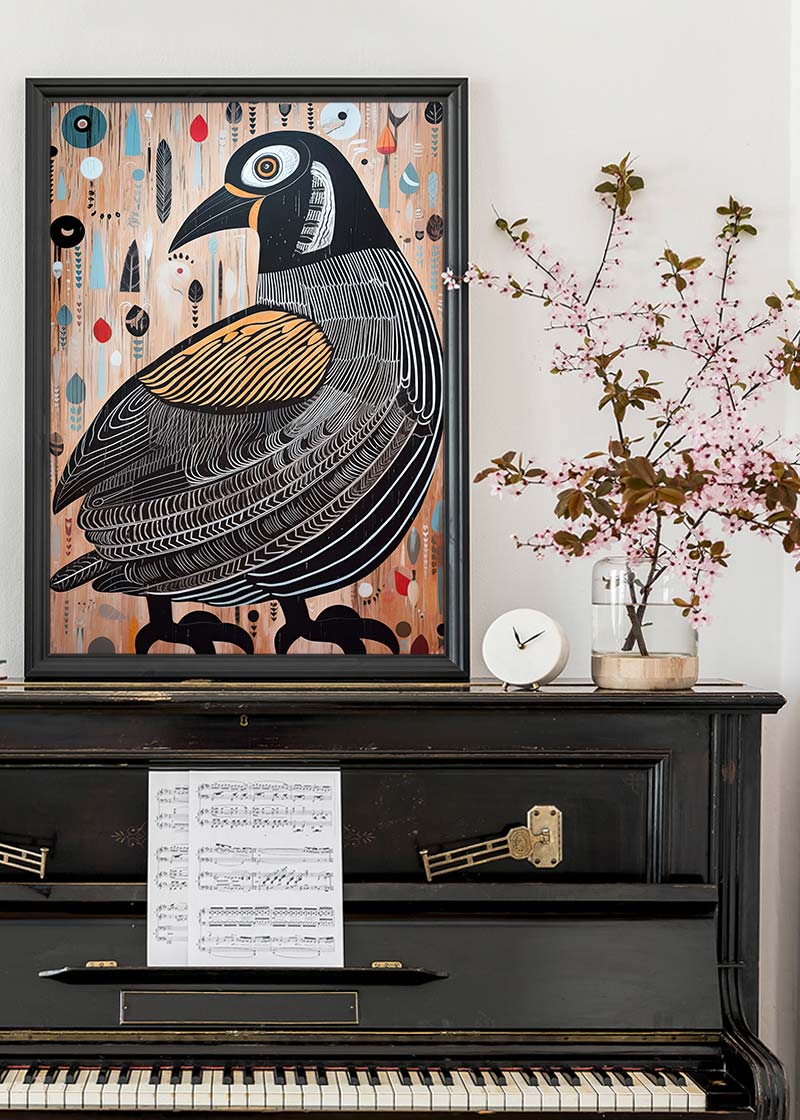Folk Art Style Bird Print