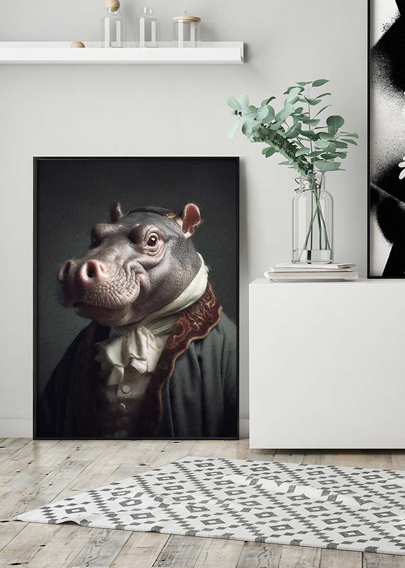 Hippo Animal Portrait Print