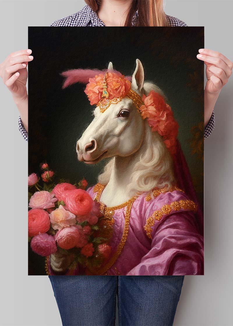 White Horse Animal Portrait Print