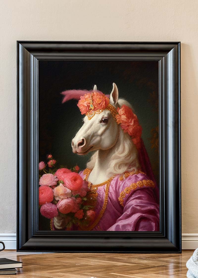 White Horse Animal Portrait Print