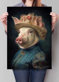 Pig Lady Animal Portrait Print