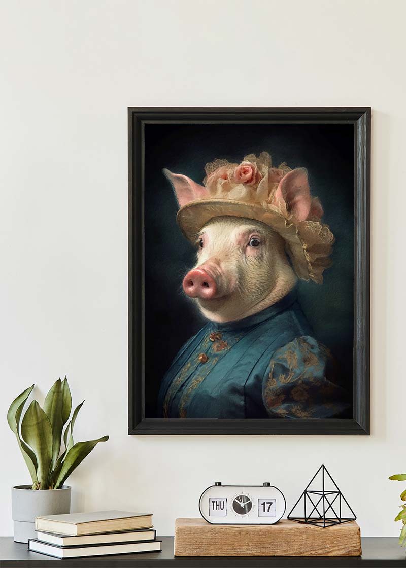 Pig Lady Animal Portrait Print