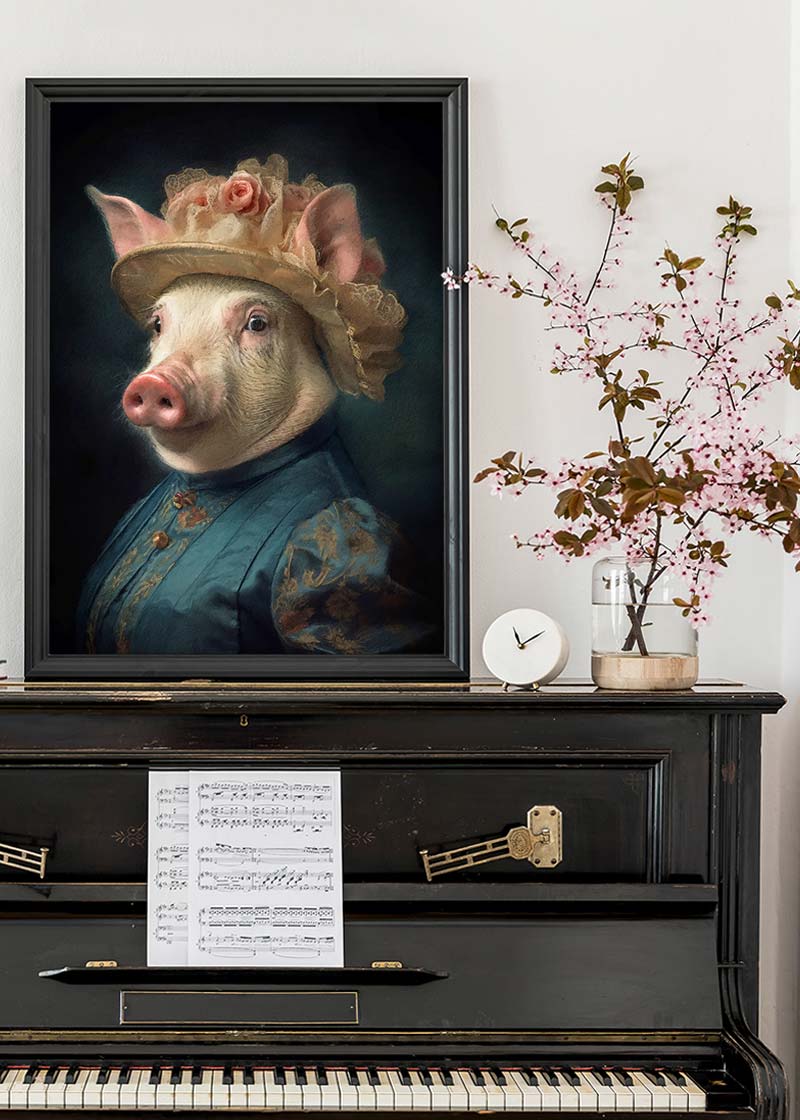 Pig Lady Animal Portrait Print