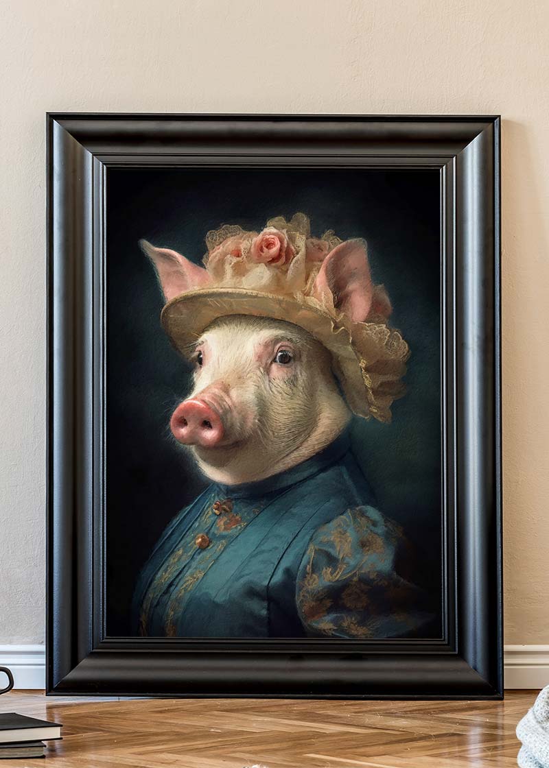 Pig Lady Animal Portrait Print