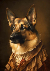 German Shepherd Alsatian Dog Portrait Print
