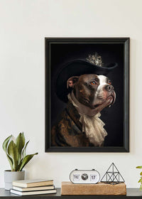 Staffordshire Bull Terrier Staffy With Hat Dog Portrait Print
