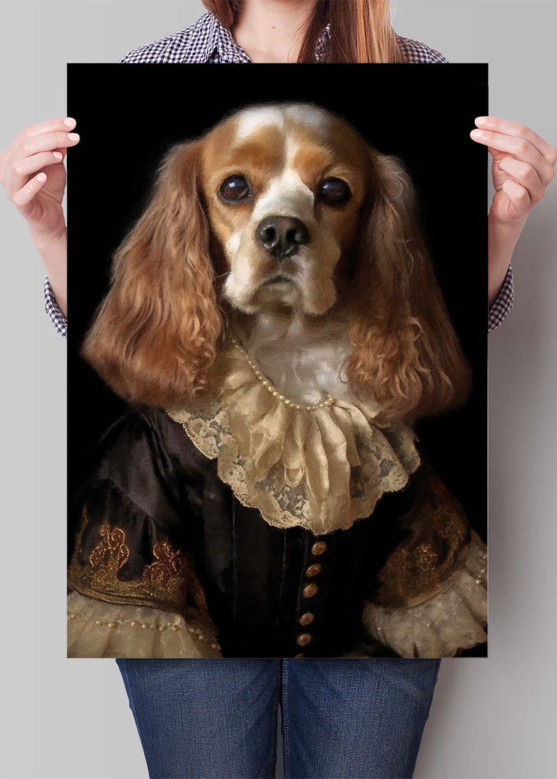 Tan & White Cocker Spaniel Dog Portrait Print