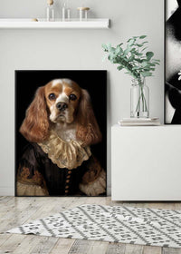 Tan & White Cocker Spaniel Dog Portrait Print