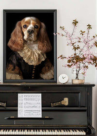 Tan & White Cocker Spaniel Dog Portrait Print