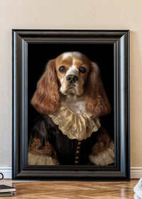 Tan & White Cocker Spaniel Dog Portrait Print