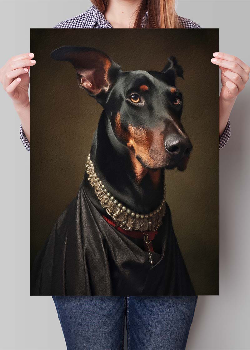 Doberman Dog Portrait Print