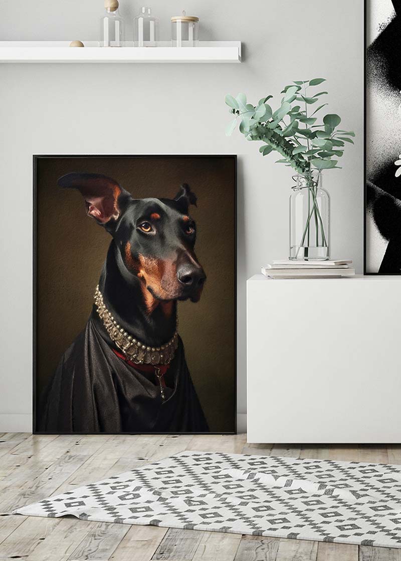 Doberman Dog Portrait Print