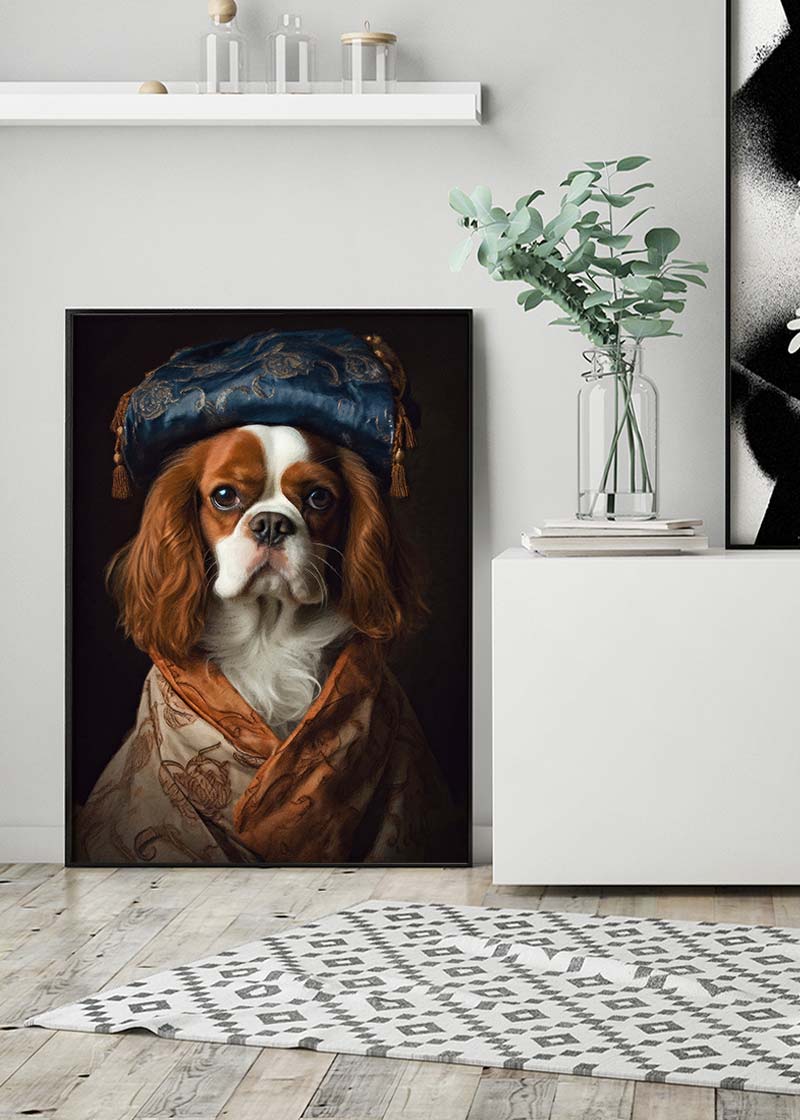 King Charles Spaniel Tan Dog Portrait Print