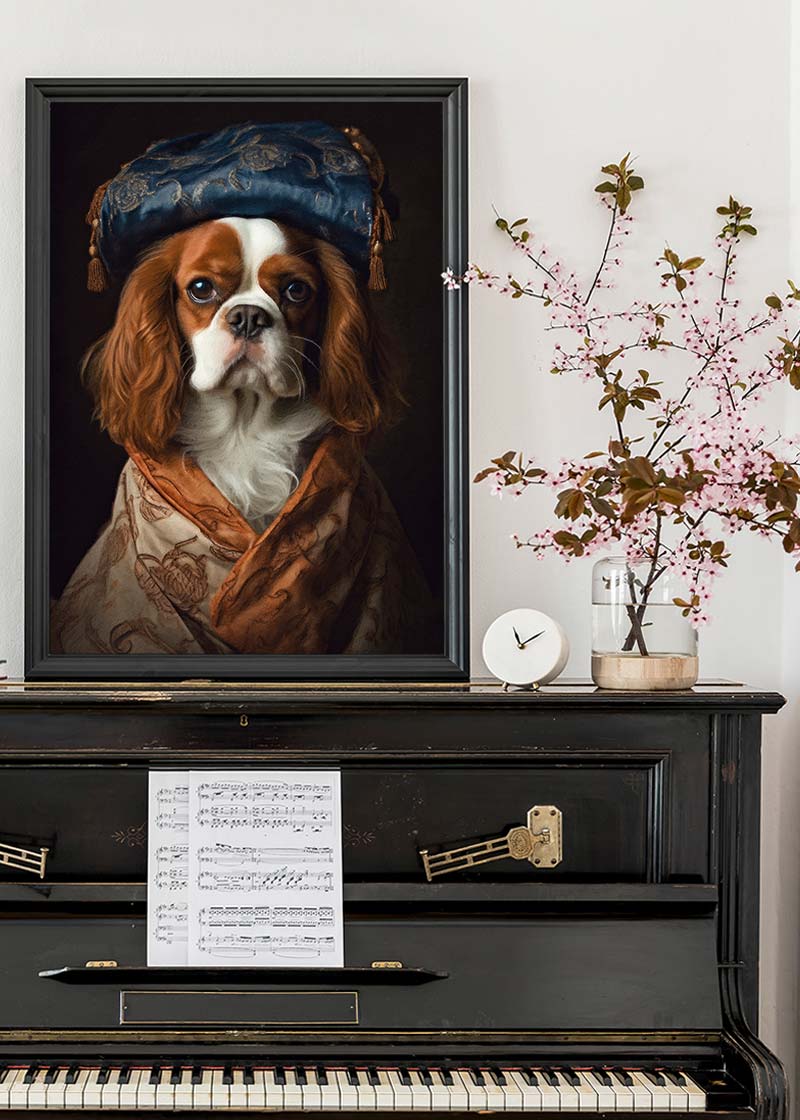 King Charles Spaniel Tan Dog Portrait Print