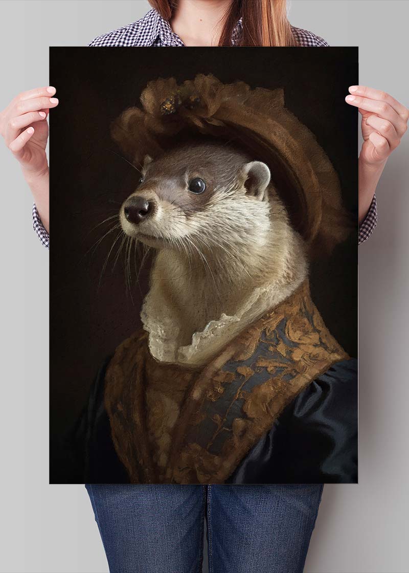 Lady Otter Animal Portrait Print