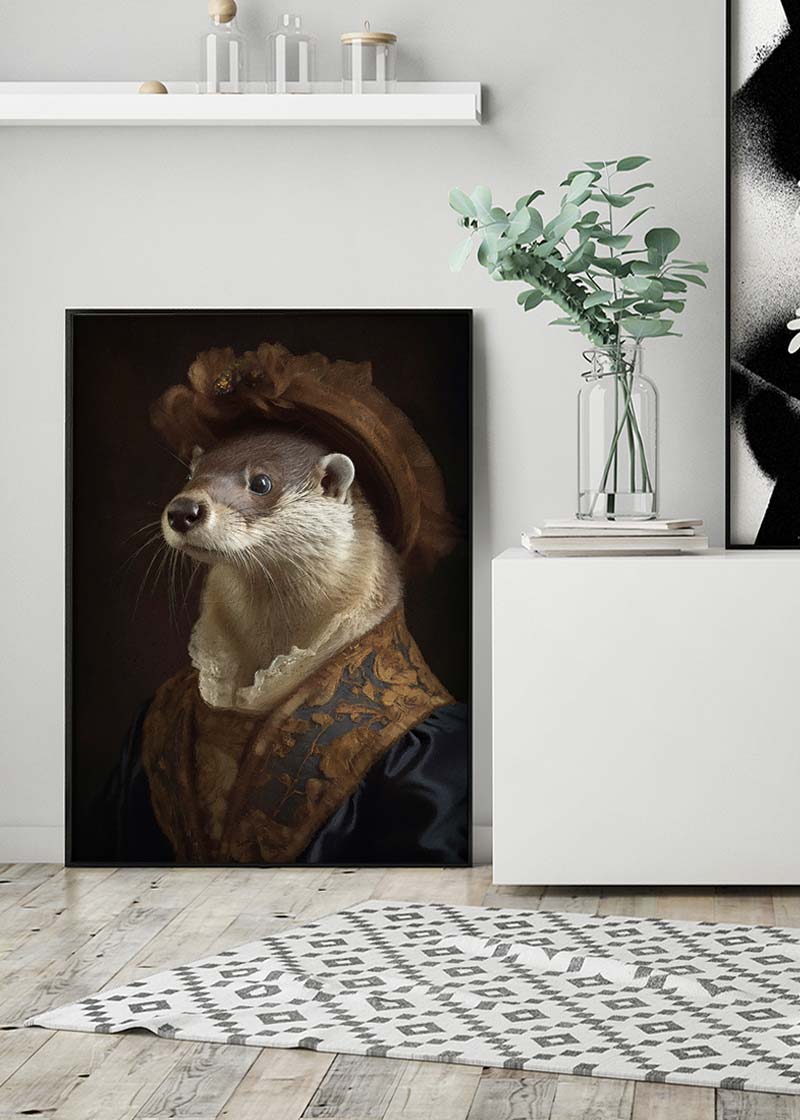 Lady Otter Animal Portrait Print