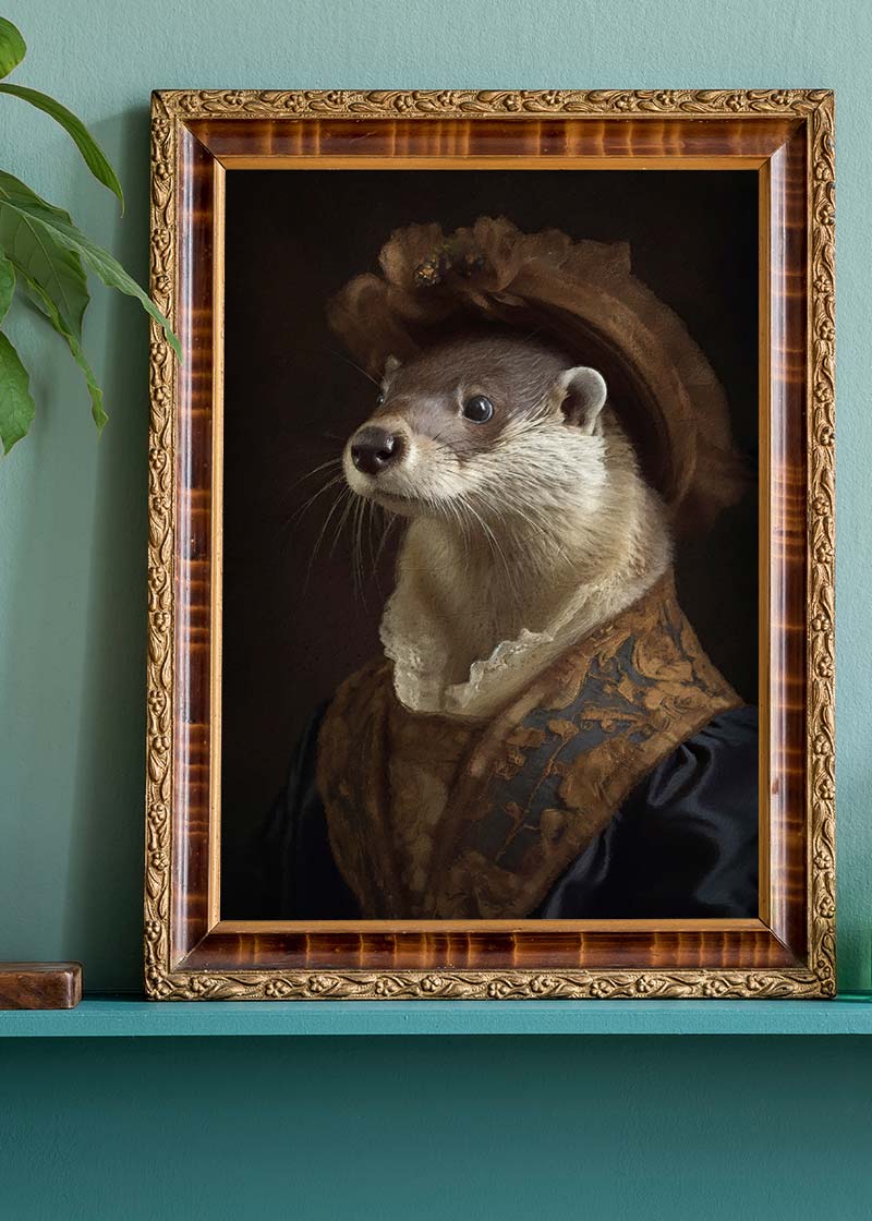 Lady Otter Animal Portrait Print