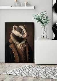 Gentleman Badger Animal Portrait Print