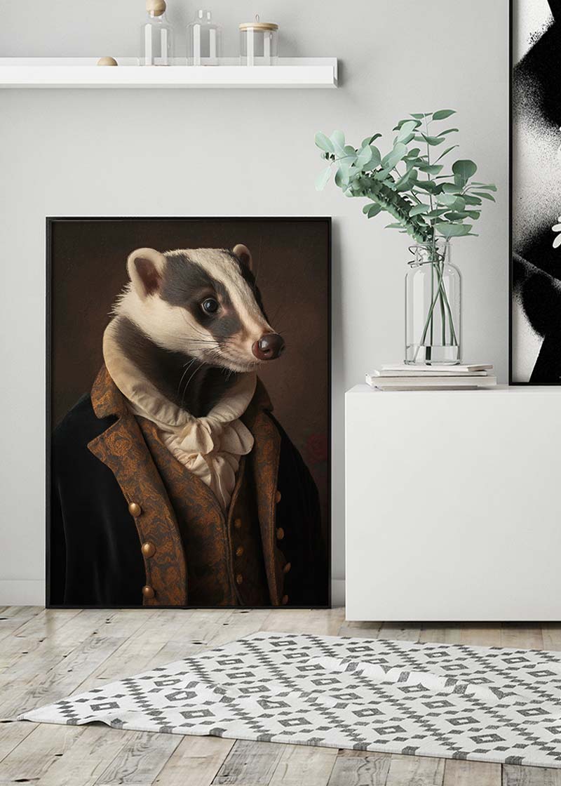 Gentleman Badger Animal Portrait Print