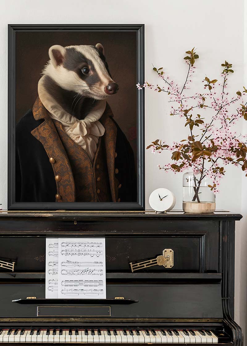 Gentleman Badger Animal Portrait Print