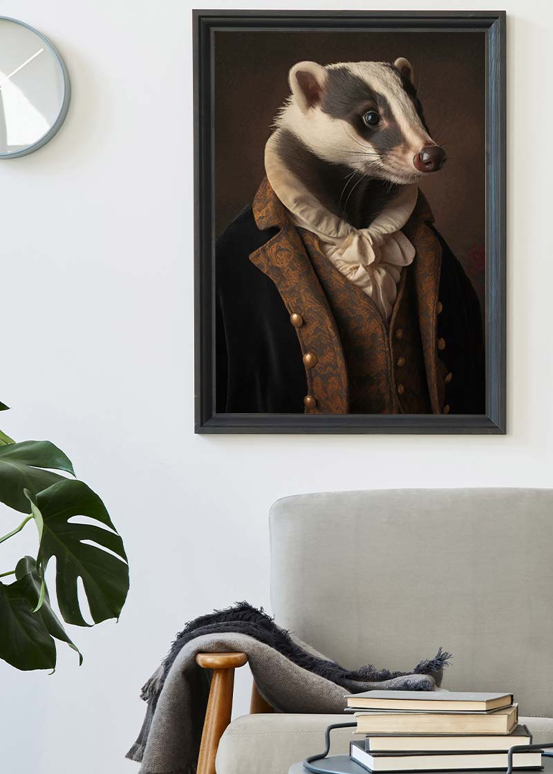 Gentleman Badger Animal Portrait Print