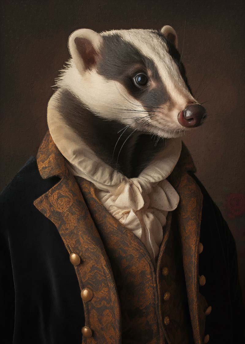 Gentleman Badger Animal Portrait Print