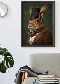 Red Squirrel Gentleman Animal Portrait Print