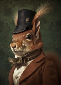 Red Squirrel Gentleman Animal Portrait Print