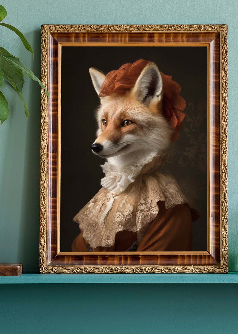 Fox Lady Animal Portrait Print