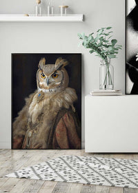 Owl Lady Animal Bird Portrait Print