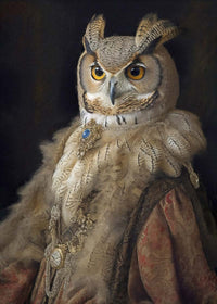 Owl Lady Animal Bird Portrait Print
