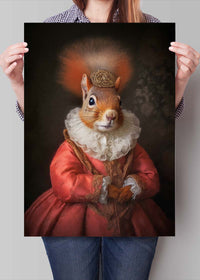 Red Squirrel Lady Animal Portrait Print